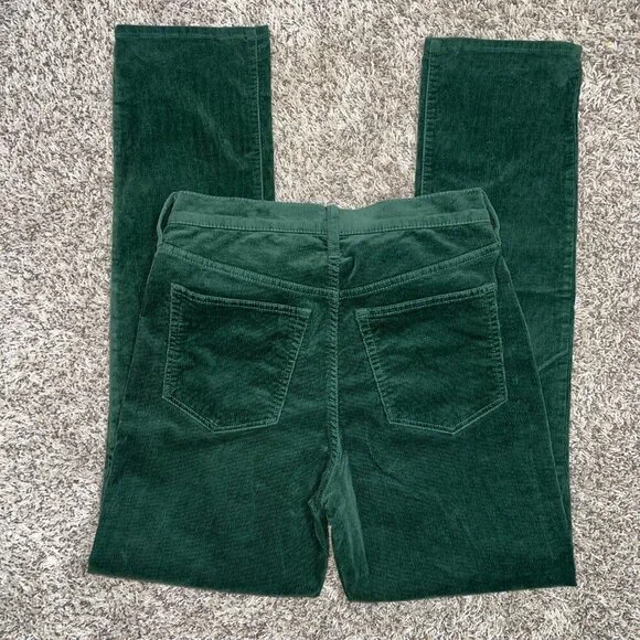 J Crew Factory - Emerald Green Corduroy Straight Pants - Size 28 (6) Tall - Picture 2 of 4